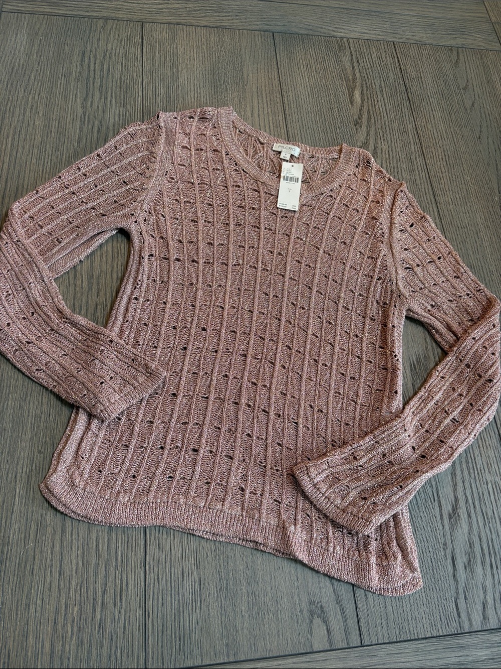 Anthropologie Pilcro NWT blush and gold Lurex sweater, s